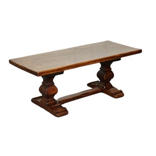 Vintage Refectory Oak Coffee Table For Sale