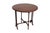 An English Edwardian period gate leg table made of oak. The round tabletop consists of a narrow center panel with two drop...