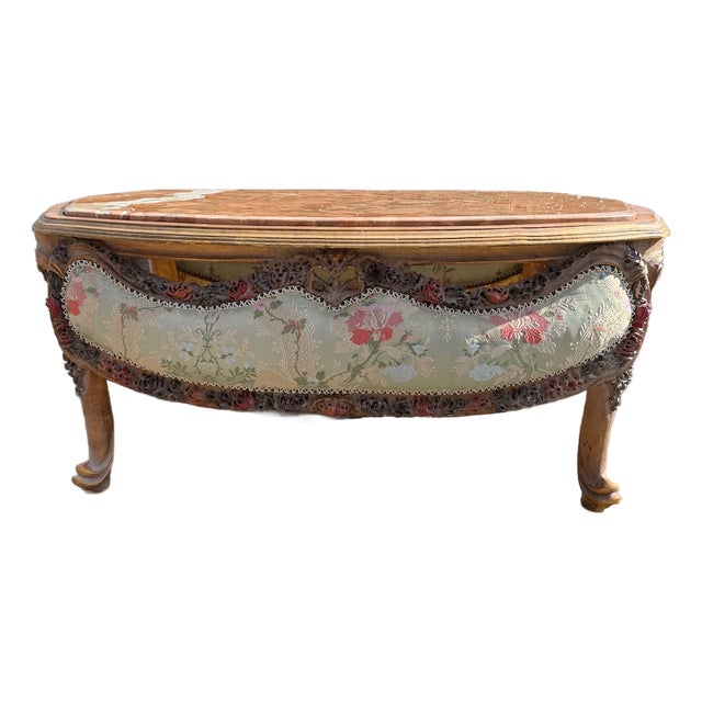 1950 French Louis XVI Mahogany Marble Coffee Table - 1 Pc For Sale