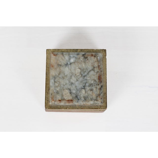 Italian 1960's Italian Florentine Gilt Wood Trinket Box With Marble Lid Inset For Sale - Image 3 of 11