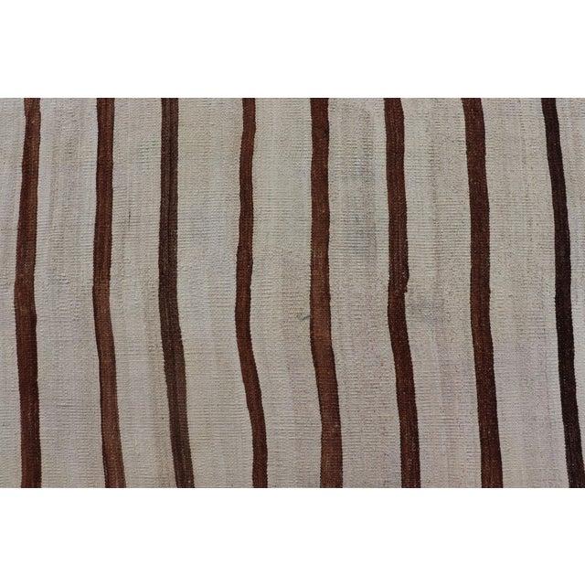 Mid 20th Century Vintage Turkish Kilim in Wool With Geometric Striped Panel Design 14'8" X18'6" For Sale - Image 5 of 13