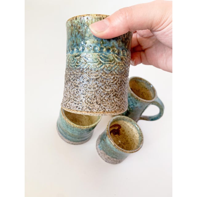 Artisan Speckled Studio Pottery Mugs - Set of 4 For Sale - Image 4 of 12