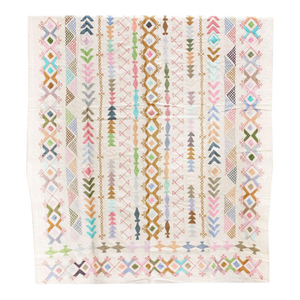 Abstract Pastel Hand-Stitched Cotton Tribal Kantha Throw