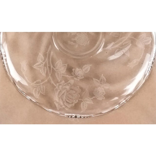 Vintage Victorian Style Crystal Etched Cake Platter For Sale - Image 10 of 12