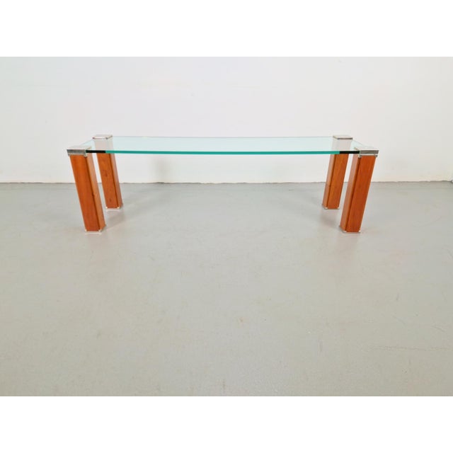 Peter Ghyczy Pioneer T66 Cherry Wood & Glass Side Table from Peter Ghyczy, 1980s For Sale - Image 4 of 16