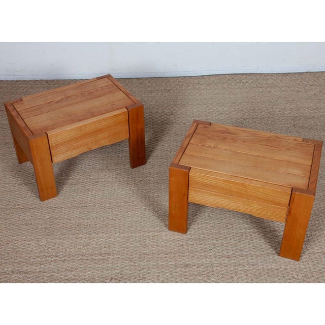 20th Century French Bedside Tables in Ash, Set of 2 For Sale - Image 5 of 6