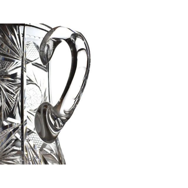 Glass Early 20th Century American Brilliant Cut Glass Water Drink Pitcher For Sale - Image 7 of 10
