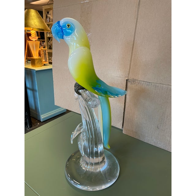 Traditional 1980s Formia Murano "Andromeda" Parrot Sculpture on Perch For Sale - Image 3 of 10