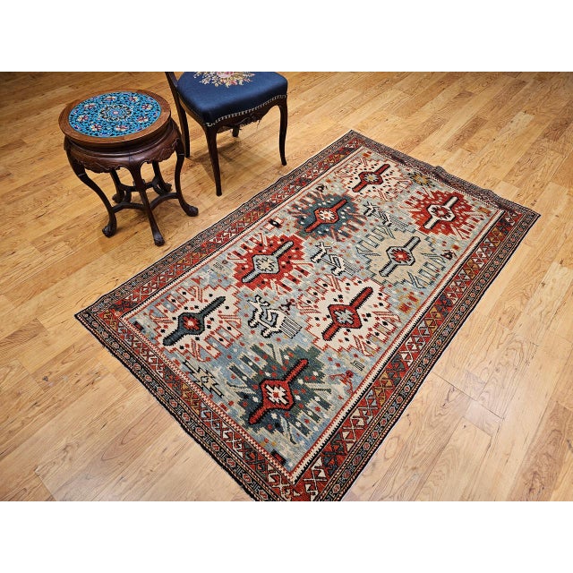 Caucasian Shirvan Area Rug, Handwoven Wool, Allover Geometric Design, 1920s, 4' x 6' For Sale In Chicago - Image 6 of 18