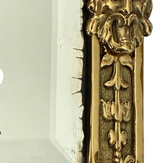 Antique French Baroque Revival Brass Wall Mirror With Candle Sconces c.1900-10 For Sale - Image 10 of 10