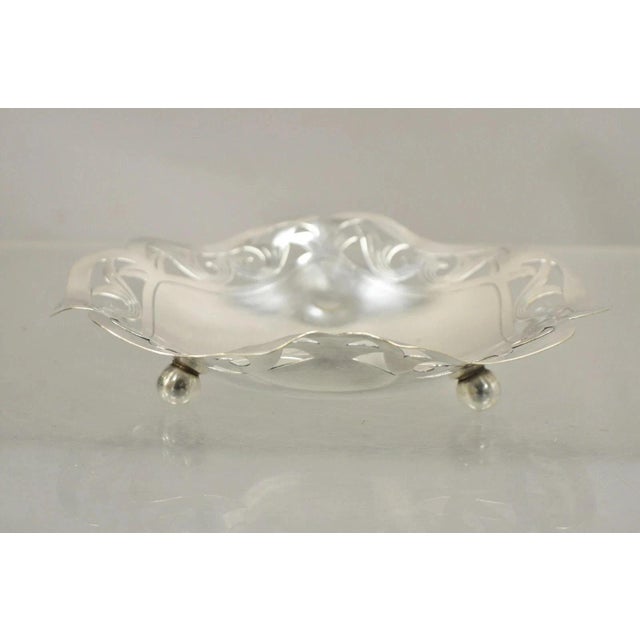 Vintage Victorian Scalloped Pierced Gallery Silver Plated Candy Trinket Dish For Sale - Image 4 of 10