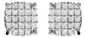 10K White Gold 3/4 Cttw Princess Diamond Composite Cushion Shape Stud Earrings (I-J Color, I1-I2 Cla