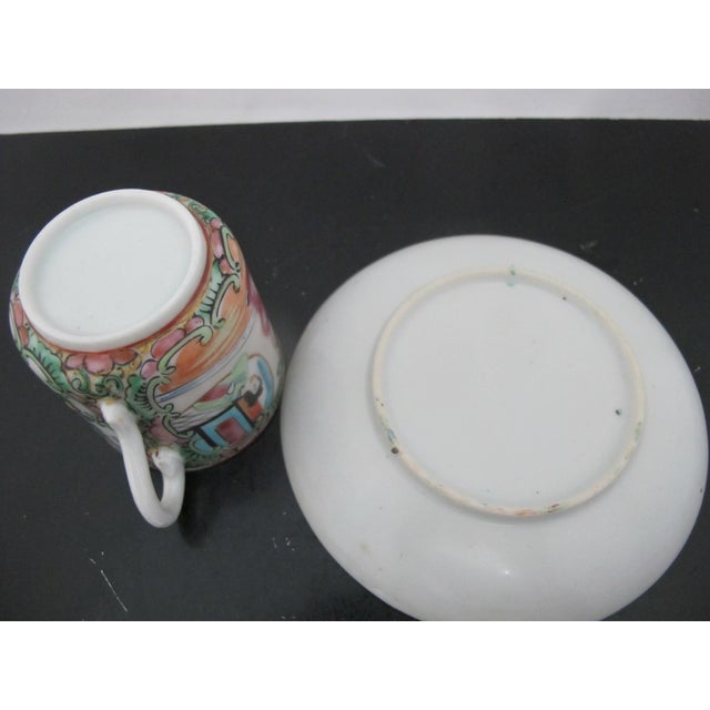 Chinese Export Famille Rose Medallion Porcelain Demitasse Coffee Cup & Saucer For Sale - Image 11 of 11