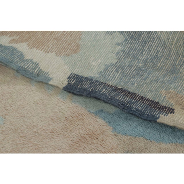 Textile Antique French Art Deco Square Rugs by Jean Burkhalter in Ocean Hues - Rug & Kilim For Sale - Image 7 of 7