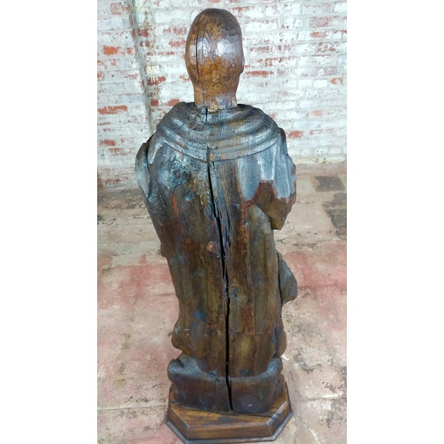 Wood 17th Century Antique French Carved Oak Santo Figure For Sale - Image 7 of 12