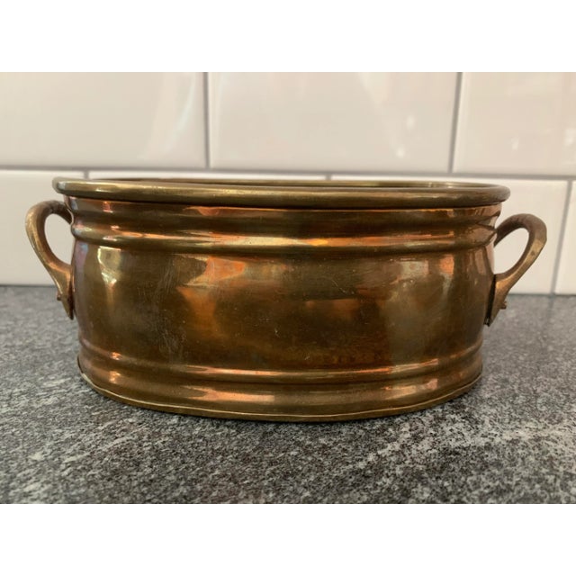 Mid 20th Century Vintage Oval Brass Planter For Sale In New York - Image 6 of 8