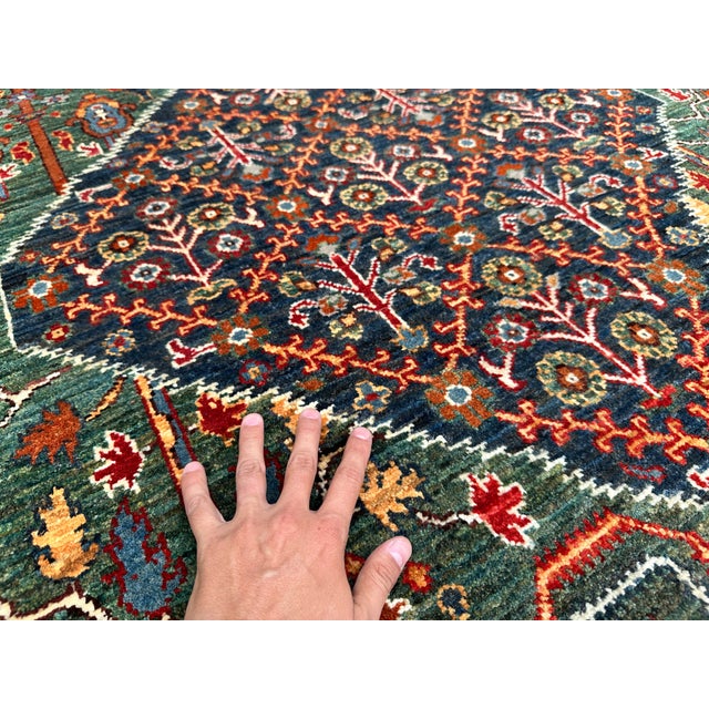 Green Persian Qashqai Cypress Tree Hand-Knotted Wool Rug - 5' X 6'6 For Sale - Image 11 of 11