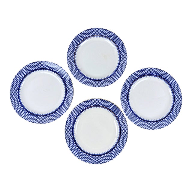 Antique English Royal Cauldon 'Cromer' Blue Transferware Small Side Plates For Sale