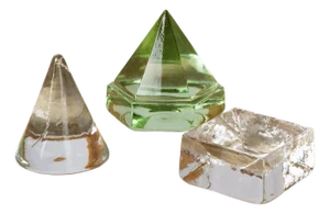 Set of 3 Geometric Art Glass Sculptures, France 1970s