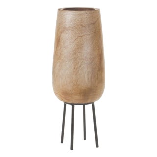 Wood Vase with Stand 15"H For Sale