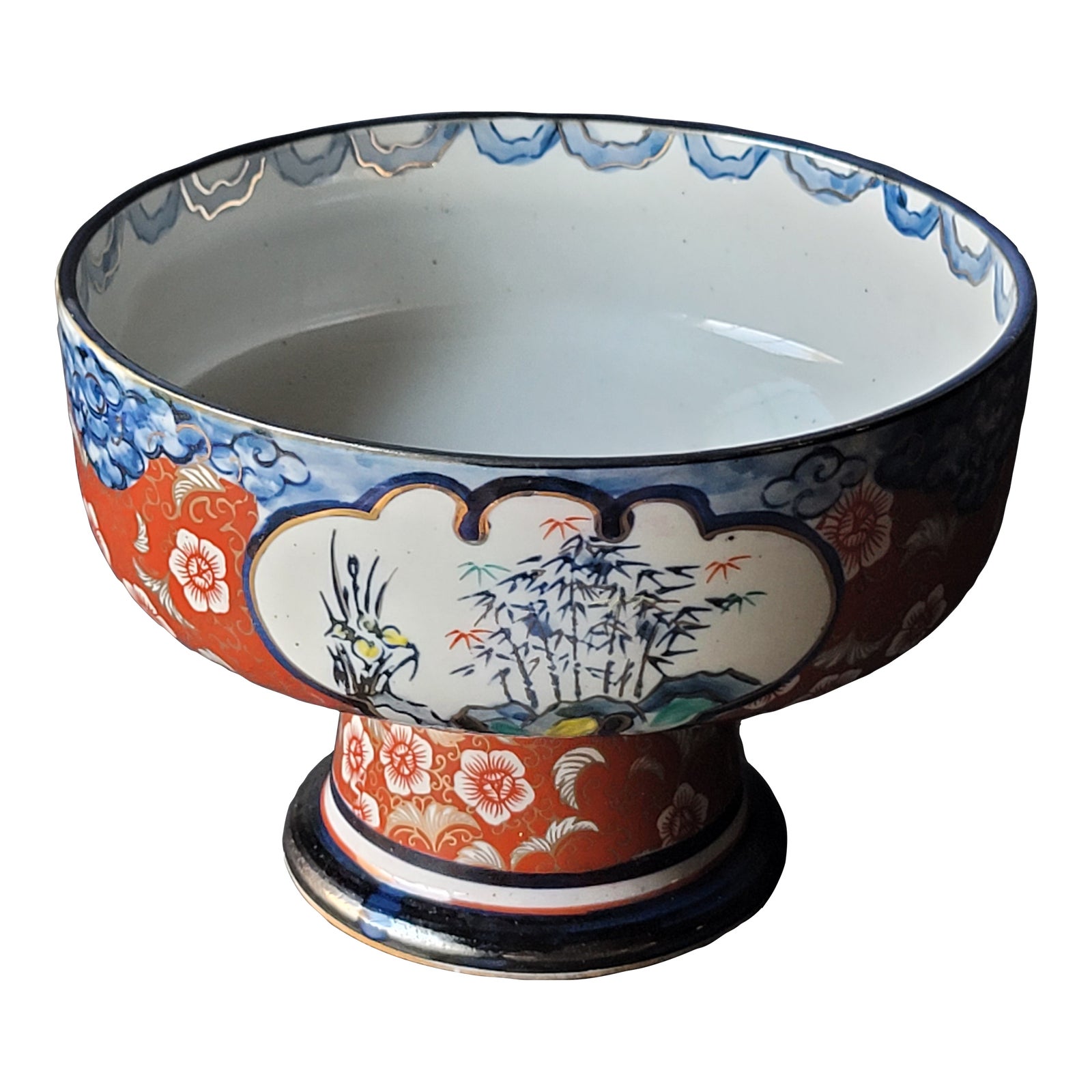 Vintage Imperial Imari Porcelain Pedestal Bowl Chairish