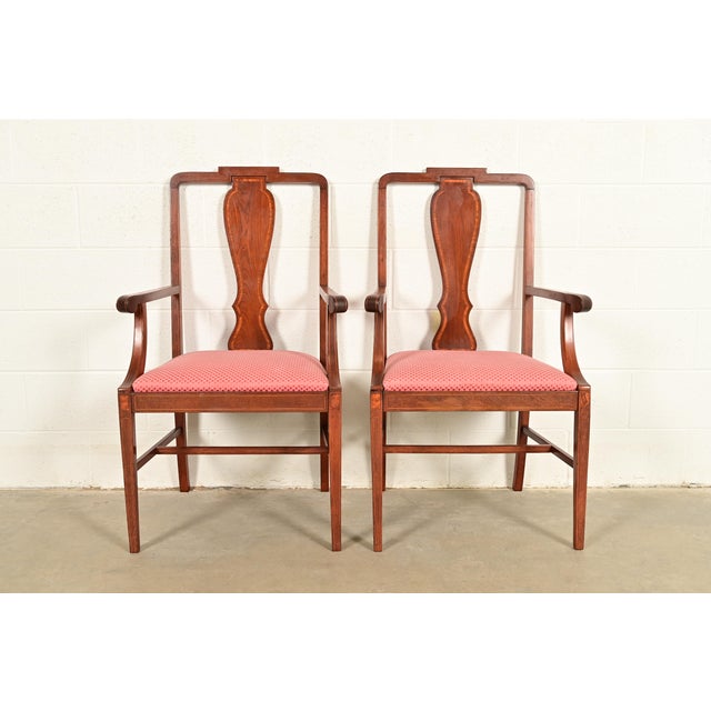 Baker Furniture Style Federal Inlaid Mahogany Armchairs, Pair For Sale - Image 14 of 14
