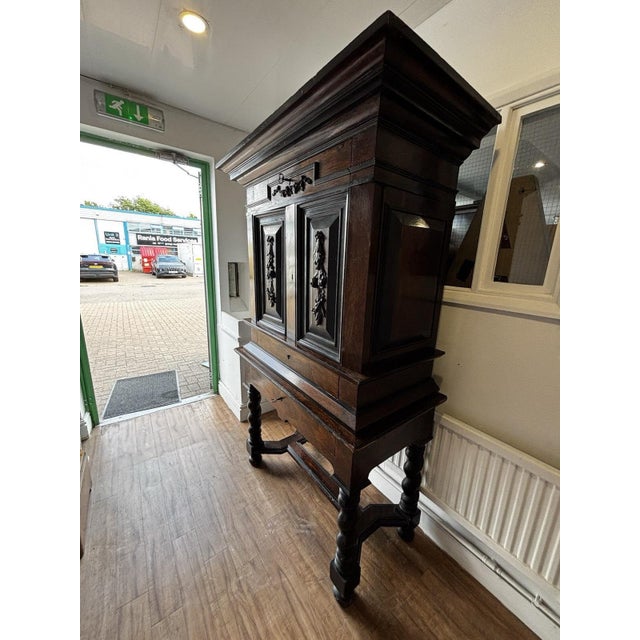 Antique Wooden Cabinet on Stand, 1700s For Sale - Image 14 of 16