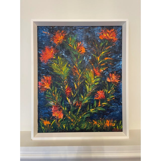 The palette knife work within this impasto style oil painting makes this abstract floral 'pop'! The depth and texture...