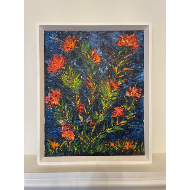 The palette knife work within this impasto style oil painting makes this abstract floral 'pop'! The depth and texture...