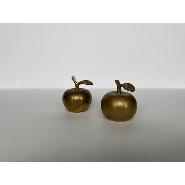 American Mid 20th Century Solid Brass Apple Bells - a Pair For Sale - Image 3 of 9