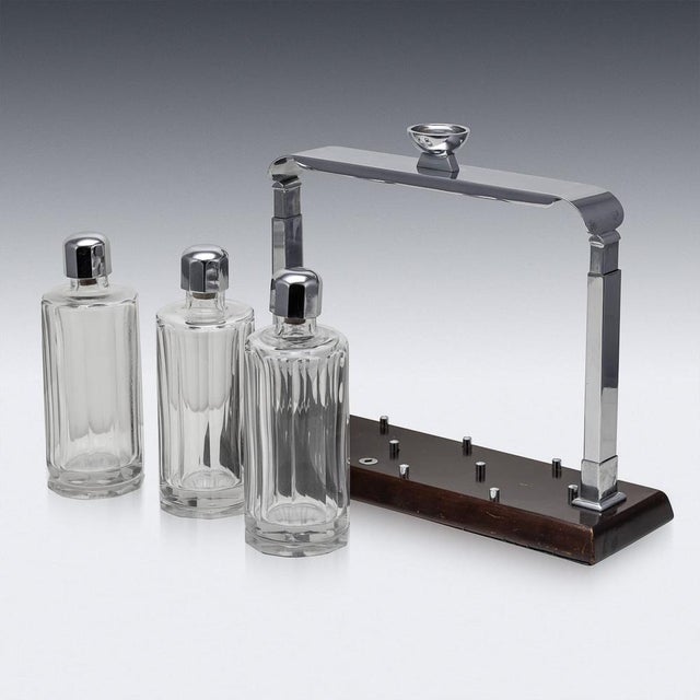 Metal Vintage Italian Art Deco Tantalus Set, 1930, Set of 4 For Sale - Image 7 of 11