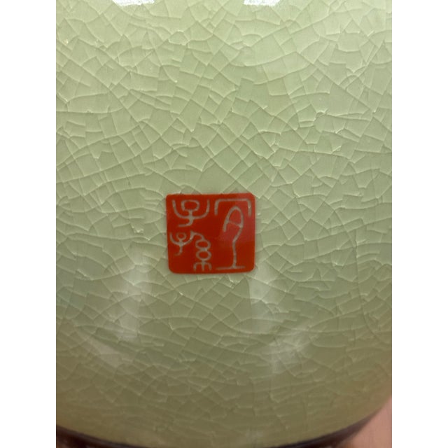Green Japanese Jar Mouth Vase For Sale - Image 8 of 12