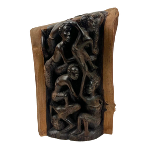 African Makonde Ebony Tree of Life Sculpture Tribal Art, 1970's 1970's