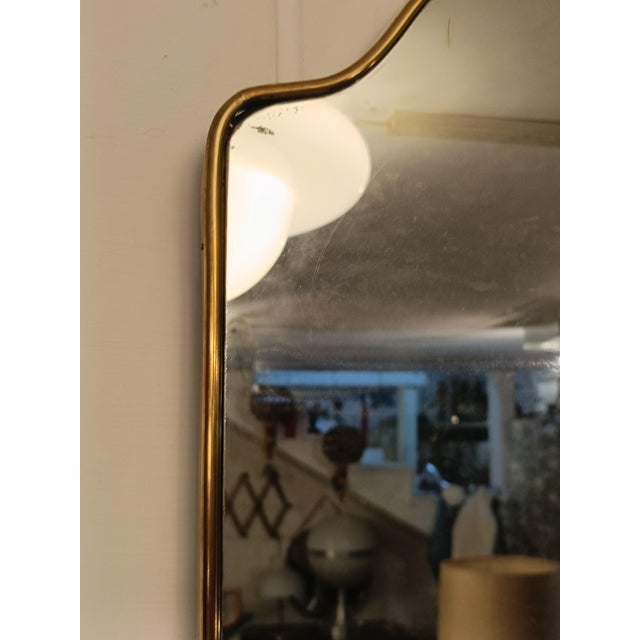 1950s Shaped Brass Wall Mirror, Italy, 1950s For Sale - Image 5 of 8