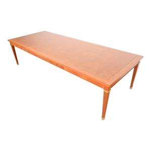 Baker Furniture French Regency Louis XVI Inlaid Cherry Wood Extension Dining Table, Newly Refinished
