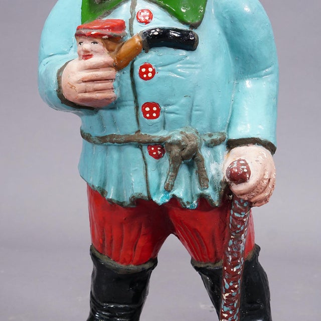 1920s Large Terracotta Garden Gnome With Pipe, Germany Ca. 1920s For Sale - Image 5 of 6