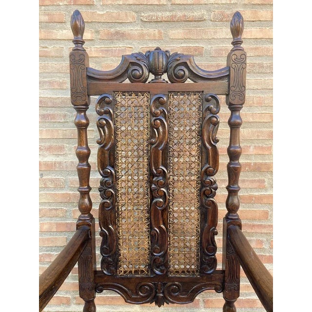 Louis XVI Style French Carved Walnut Armchair with Reed Seats For Sale - Image 13 of 18