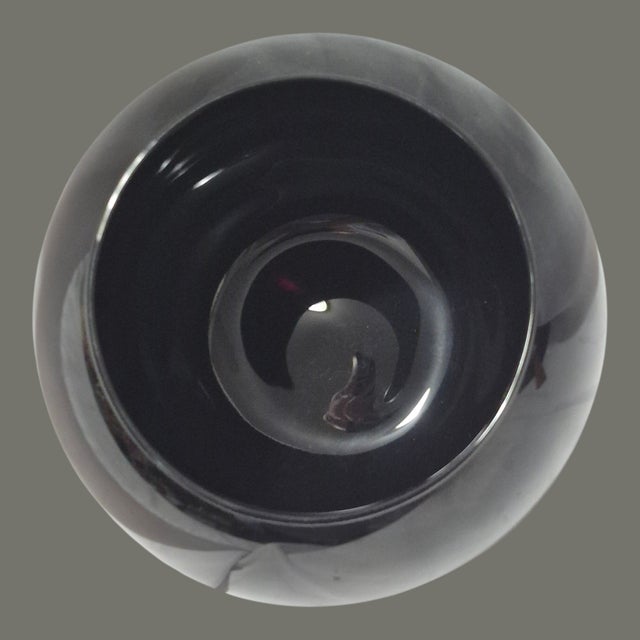 Mid-Century Modern 20th C. Mid-Century-Modern Dark Amethyst Almost Black Art Glass Rose Bowl Vase For Sale - Image 3 of 4