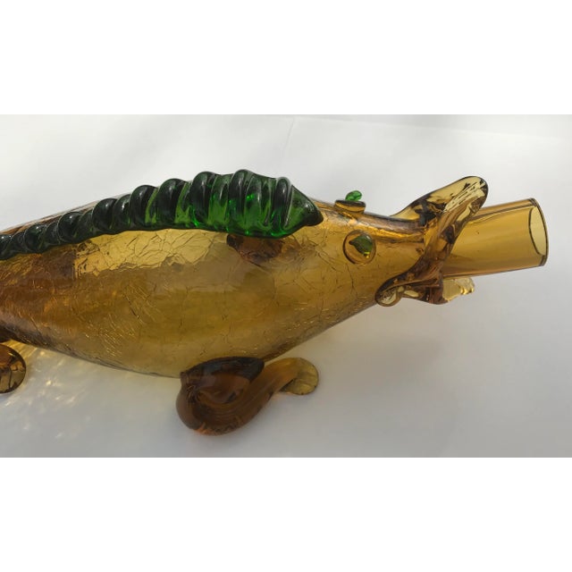 Rustic Italian Mid Century Blown Glass Alligator Wine Bottle For Sale - Image 3 of 13