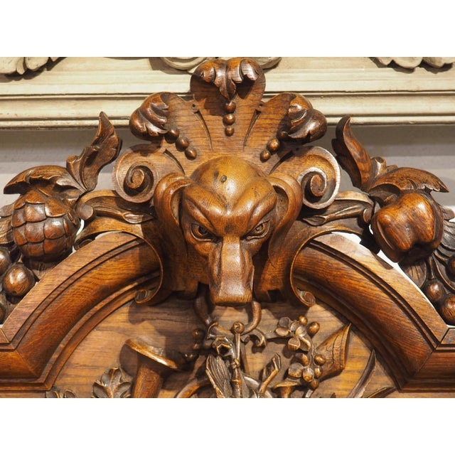 Circa 1900 Carved French Oak Overdoor Panel With Dog and Hunt Trophy For Sale - Image 14 of 15