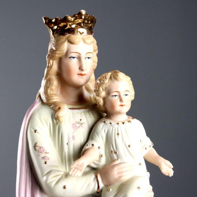 Biscuit Porcelain Sculptures with Gold Details, Set of 2 For Sale - Image 4 of 15