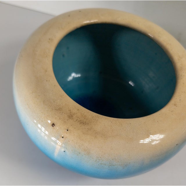 Ceramic Early 20th Century Japanese Blue and White Awaji Glaze Bowl For Sale - Image 7 of 13