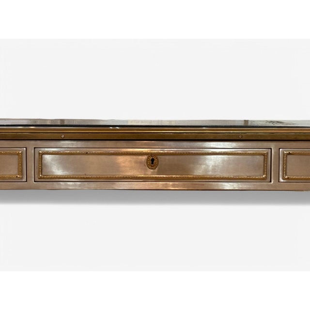 Silver John Vesey, Louis XVI Style, Steel, Bronze, Rare Writing Desk, Usa, 1960s For Sale - Image 8 of 10