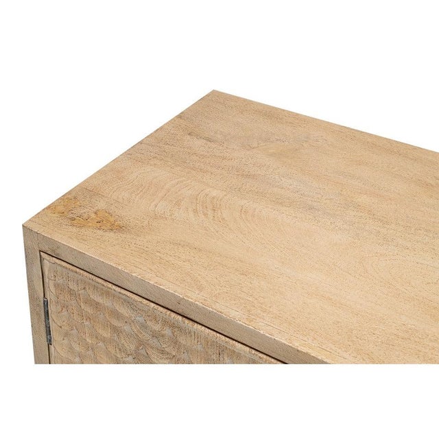 Carved Scallop Sideboard in Warm Tan, 79 Inches For Sale In Raleigh - Image 6 of 11