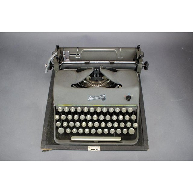 German Mechanical Typewriter with Carrying Case from Rheinmetall, 1950s For Sale - Image 3 of 12