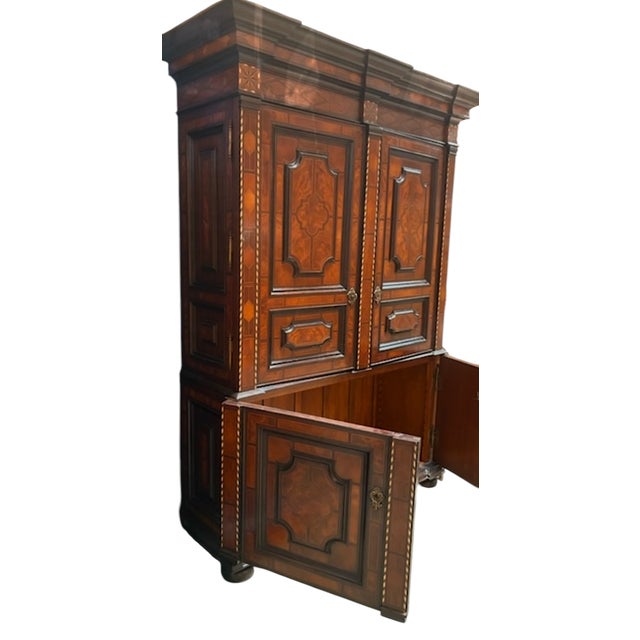 English Alfonso Marina Brussels II Brittany Ebony Inlaid Armoire Linen Press For Sale - Image 3 of 3