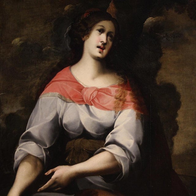 Italian Artist, The Delphic Sibyl and the Cumaean Sibyl, 1670, Oil on Canvases, Framed, Set of 2 For Sale - Image 12 of 16