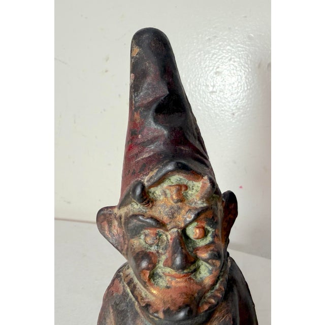 Antique Original Early 1900's Rumpelstiltskin Cast Iron Antique Still Coin Bank For Sale - Image 4 of 12