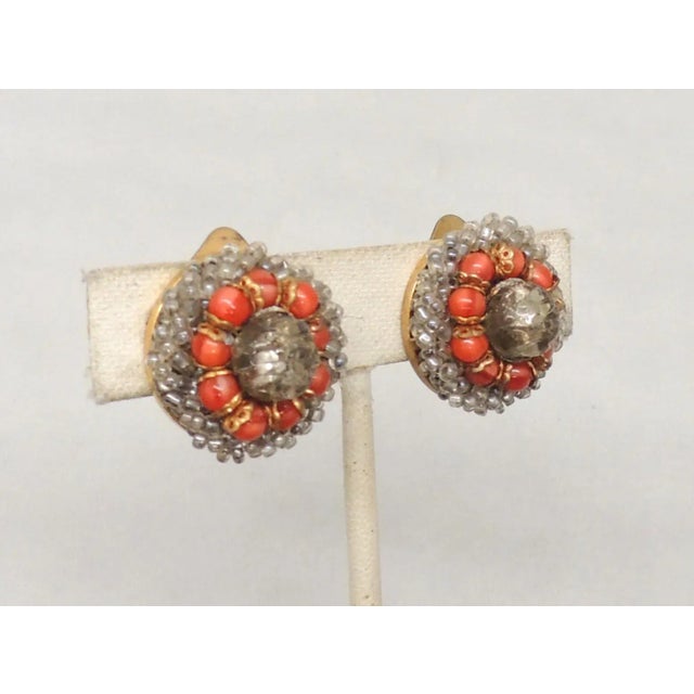 Vintage 1960s Signed Ornella Italy Glass Beaded Clip Earrings For Sale In Philadelphia - Image 6 of 8