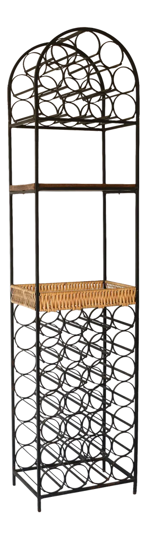 1950s Arthur Umanoff Wrought Iron 39-Bottle Wine Rack With Shelves